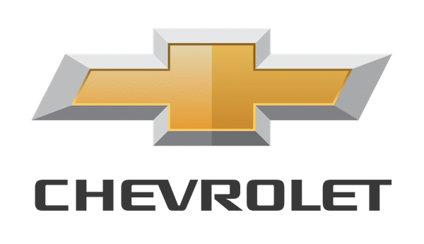Chevrolet logo featuring a gold bowtie emblem with silver edges and the brand name below.