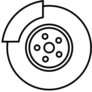 Icon of a car's disc brake.