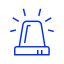 Blue emergency siren icon on a transparent background.